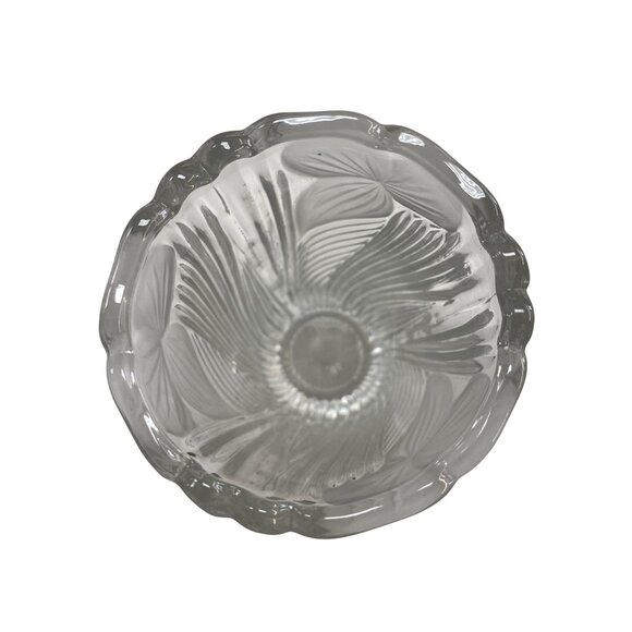 Vintage Clear Glass Vase With Frosted Floral Design & Swirl Pattern - Picture 4 of 5